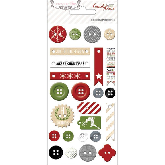 Scrapbooking  Candy Cane Lane Chipboard Buttons Paper Collections 12x12