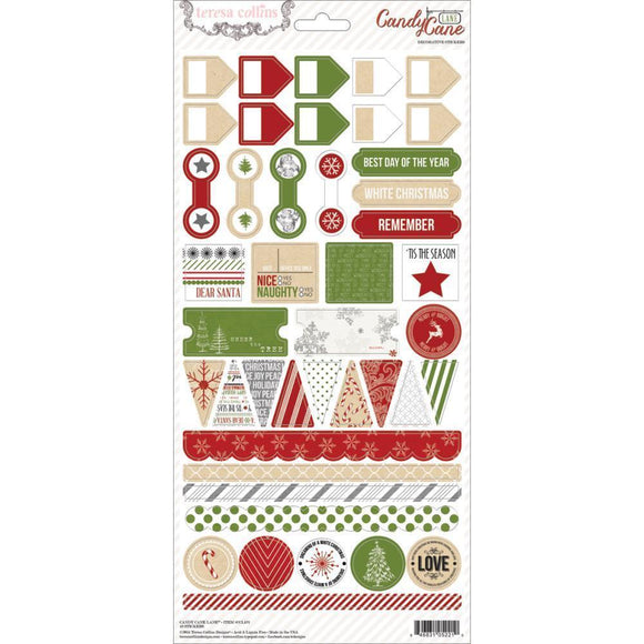 Scrapbooking  Candy Cane Lane Decorative Stickers 6x12 Paper Collections 12x12