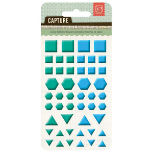 Scrapbooking  Capture Candy Buttons Blue & Green Shapes Paper Collections 12x12