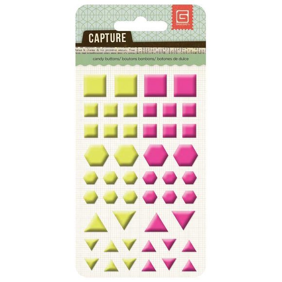Scrapbooking  Capture Candy Buttons Yellow & Hot Pink Shapes Paper Collections 12x12