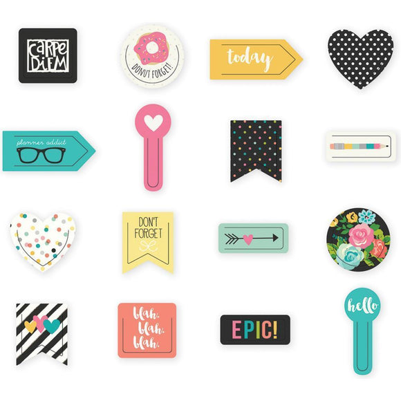 Scrapbooking  Carpe Diem Decorative Shaped Plastic Clips 16/Pkg Paper Collections 12x12