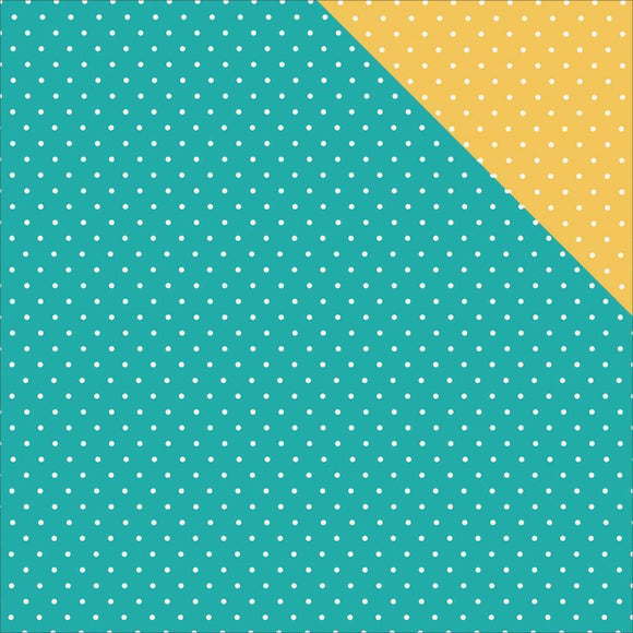 Scrapbooking  Carpe Diem Teal/Yellow Dot Paper 12x12 Paper Collections 12x12