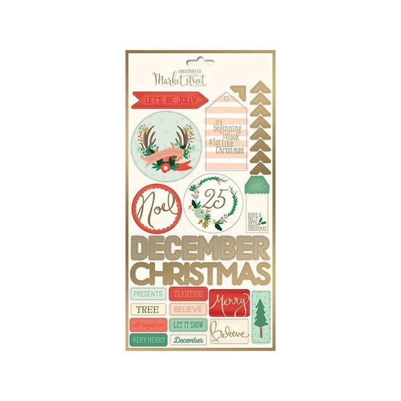 Scrapbooking  Christmas On Market St. Cardstock Stickers Labels 6x12 Paper Collections 12x12