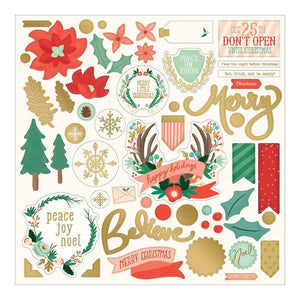 Scrapbooking  Christmas On Market St. Chipboard Elements 12"X12" W/Gold Foil Paper Collections 12x12