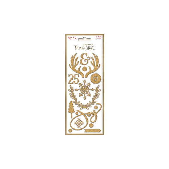Scrapbooking  Christmas On Market St. Puffy Stickers W/Gold Glitter Paper Collections 12x12