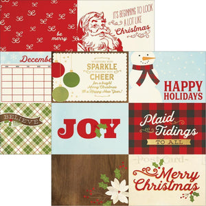 Scrapbooking  Classic Christmas 4x6 Horizontal Journalling Elements Paper with Gold Foil 12x12 Paper Collections 12x12