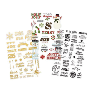 Scrapbooking  Classic Christmas Clear Stickers 4"X6" 3/Pkg Black, Gold & Multi Color Paper Collections 12x12