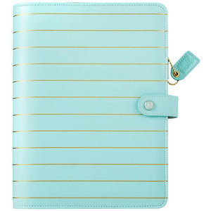 Scrapbooking  Color Crush A5 Faux Leather 6-Ring Planner Binder 7.5"X10" Blue W/Gold Stripe Paper Collections 12x12