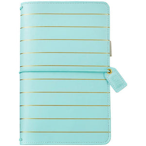 Scrapbooking  Color Crush Faux Leather Travelers' Planner 5.75"X8" - Blue W/Gold Stripe Paper Collections 12x12