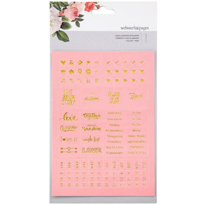 Scrapbooking  Color Crush Planner Foil Embossed Stickers -Pink Words Paper Collections 12x12
