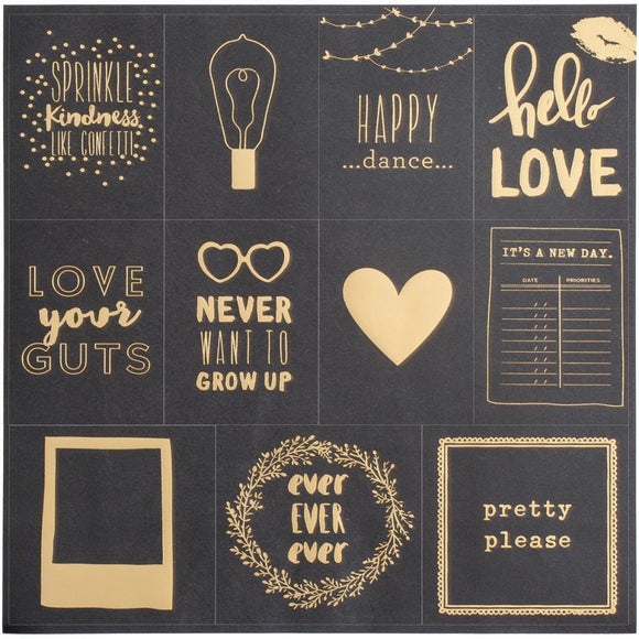Scrapbooking  Dear Lizzy Documentary Specialty Gold Foil Pretty Please Paper 12x12 Paper Collections 12x12