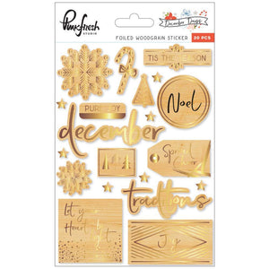 Scrapbooking  December Days Foiled Stickers 5"X7" Woodgrain Paper Collections 12x12