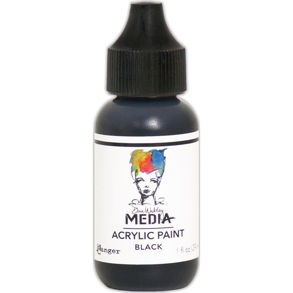 Scrapbooking  Dina Wakley Media Heavy Body Acrylic Paint 1oz - Black Paper Collections 12x12