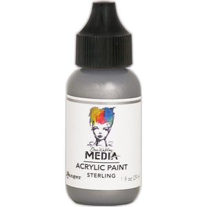 Scrapbooking  Dina Wakley Media Heavy Body Metallic Acrylic Paint 1oz Sterling Paper Collections 12x12