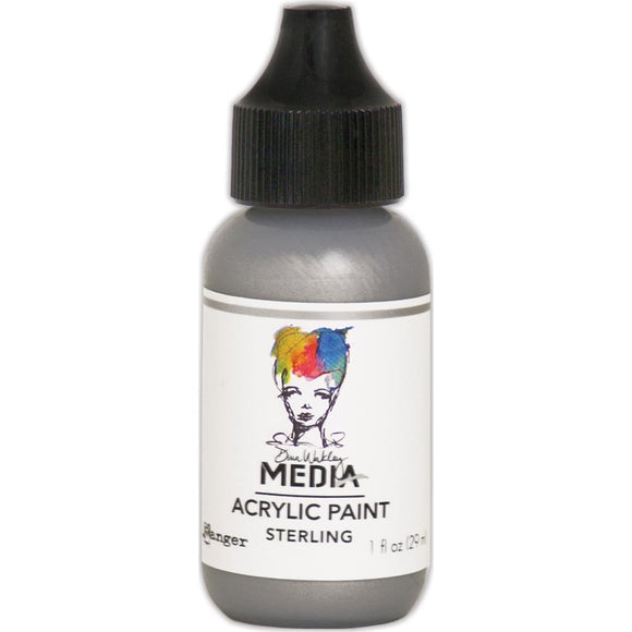 Scrapbooking  Dina Wakley Media Heavy Body Metallic Acrylic Paint 1oz Sterling Paper Collections 12x12