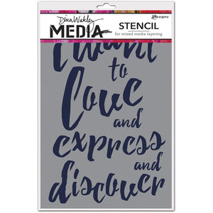 Scrapbooking  Dina Wakley Media Stencils 9"X6" I Want Paper Collections 12x12