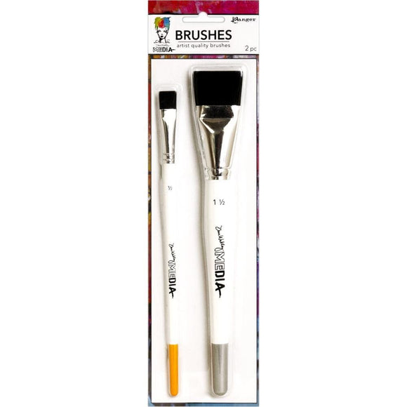 Scrapbooking  Dina Wakley Media Stiff Bristle Brushes 2/Pkg 1.5