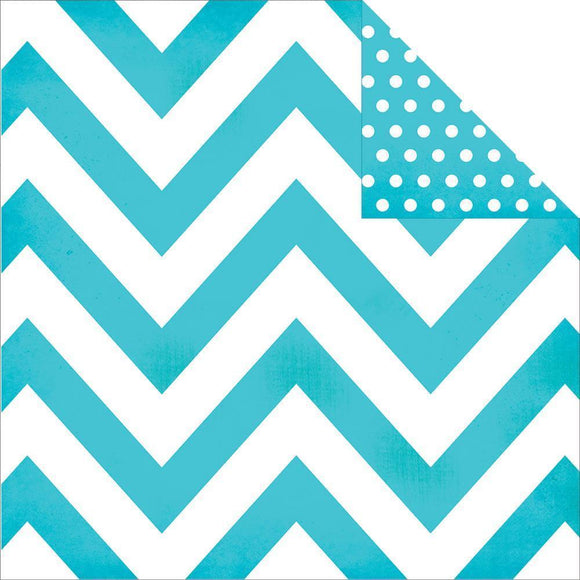 Scrapbooking  DIY Boutique Basics Teal Chevron and Dots Paper 12x12 Paper Collections 12x12