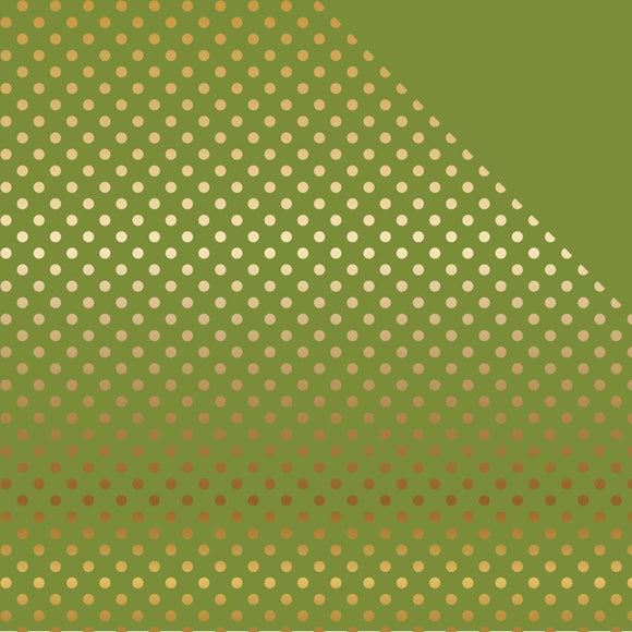 Scrapbooking  Echo Park Double-Sided Foiled Gold Dot Cardstock - Olive Green 12