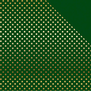 Scrapbooking  Echo Park Double-Sided Gold Foiled Dot Cardstock - Dark Green 12"X12" Paper Collections 12x12