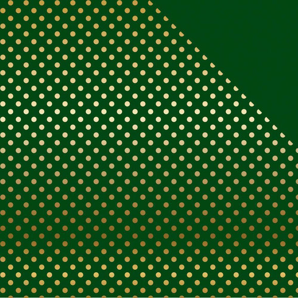 Scrapbooking  Echo Park Double-Sided Gold Foiled Dot Cardstock - Dark Green 12