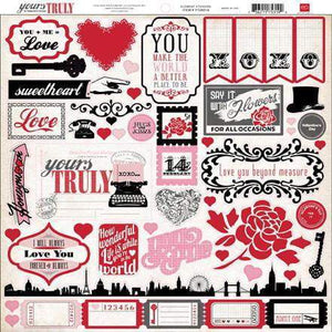 Scrapbooking  Echo Park Yours Truly 12 X 12 Element Stickers Paper Collections 12x12