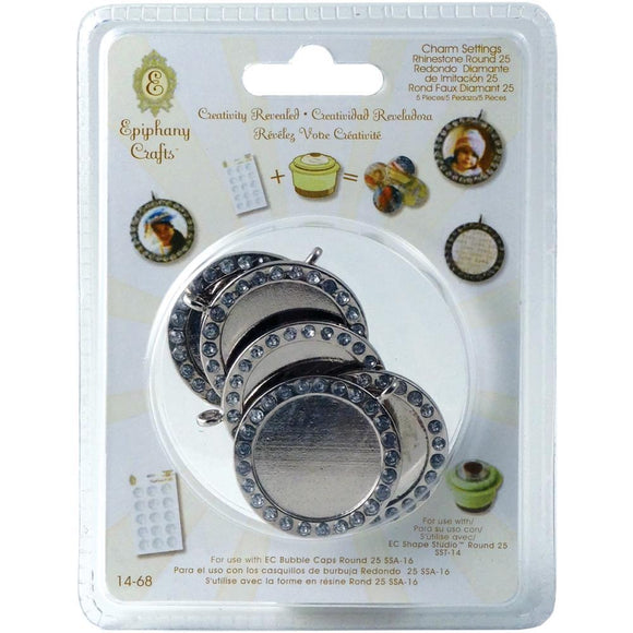 Scrapbooking  Epiphany Crafts Metal Charm Settings with Rhinestones 25mm Round Paper Collections 12x12
