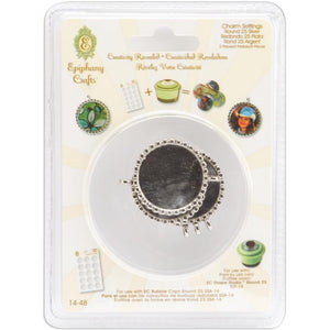 Scrapbooking  Epiphany Crafts - Shape Studio Metal Charm Settings Silver - Round 25mm Paper Collections 12x12