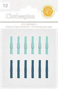 Scrapbooking  Essentials Clothespins Blue and Aqua Paper Collections 12x12