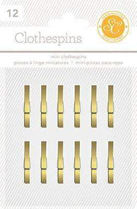 Scrapbooking  Essentials Clothespins Gold Paper Collections 12x12