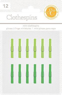 Scrapbooking  Essentials Clothespins Greens Paper Collections 12x12