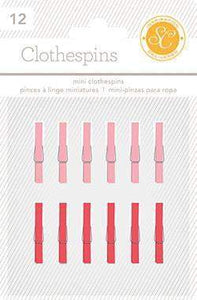 Scrapbooking  Essentials Clothespins Red and Pink Paper Collections 12x12