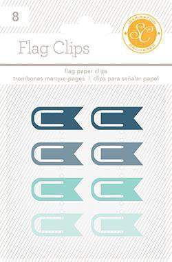 Scrapbooking  Essentials Plastic Flag Paper Clips Blue and Aqua Paper Collections 12x12