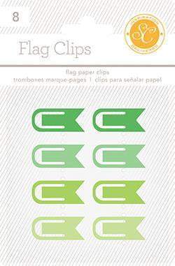 Scrapbooking  Essentials Plastic Flag Paper Clips Greens Paper Collections 12x12