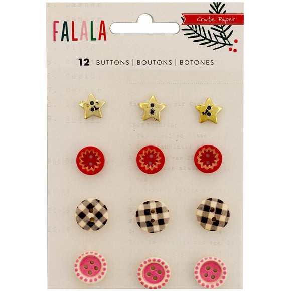 Scrapbooking  Fa La La Buttons 12/Pkg Paper Collections 12x12