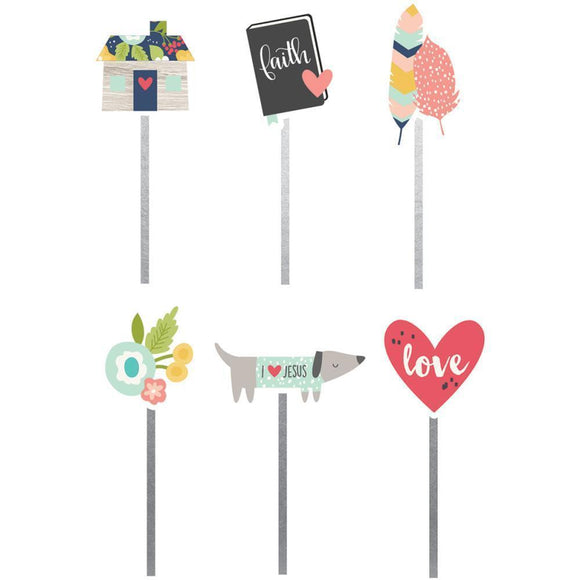 Scrapbooking  Faith Decorative Clips 6/Pkg Paper Collections 12x12