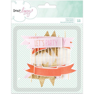 Scrapbooking  Fine & Dandy Glittered Toothpick Flags 12/Pkg Paper Collections 12x12