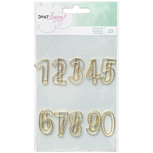 Scrapbooking  Fine & Dandy Shaped Paper Clips 10/Pkg Gold Numbers Paper Collections 12x12
