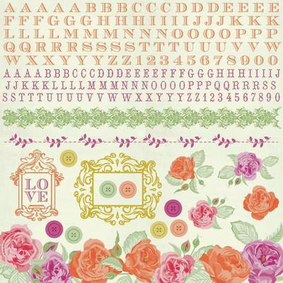 Scrapbooking  Flora Delight Sticker Sheet Paper Collections 12x12