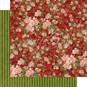Scrapbooking  Floral Shoppe Double-Sided Cardstock 12"X12" - Burgundy Blossoms Paper Collections 12x12