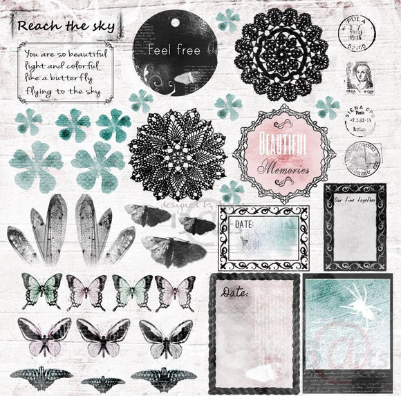 Scrapbooking  Fly Away Day Days and Nights Paper 12x12 Paper Collections 12x12