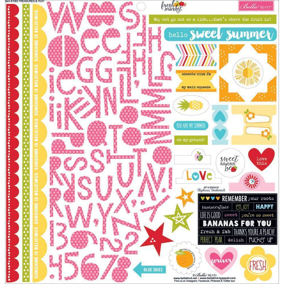 Scrapbooking  Fresh Market Treasures and Text Stickers 12x12 Paper Collections 12x12