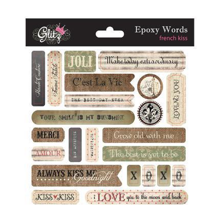 Scrapbooking  Glitz Designs French Kiss EPOXY STICKERS Paper Collections 12x12