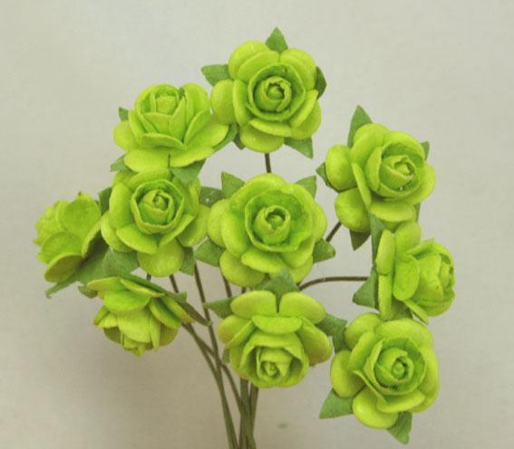 Scrapbooking  Green Tara Lime Green 1.5cm Roses 10pc Paper Collections 12x12