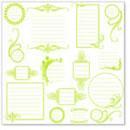 Scrapbooking  Hambly Screen Prints Journaling Bits Overlay - Lime Green Paper Collections 12x12