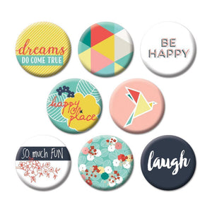 Scrapbooking  Happy Place Flair Embellishments 8pk Paper Collections 12x12