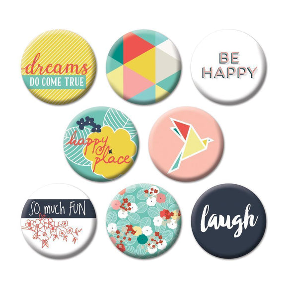 Scrapbooking  Happy Place Flair Embellishments 8pk Paper Collections 12x12