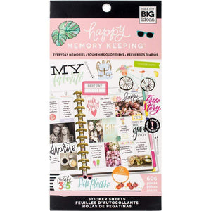 Scrapbooking  Happy Planner Sticker Value Pack Everyday Memories, 606/Pkg Paper Collections 12x12