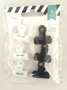 Scrapbooking  Heidi Swapp Bulldog Clips - Black and White Paper Collections 12x12