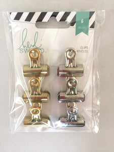 Scrapbooking  Heidi Swapp Bulldog Clips - Gold and Silver Paper Collections 12x12